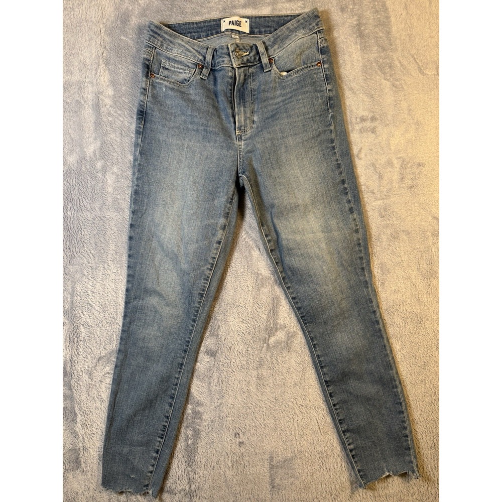 PAIGE Hoxton Crop Jeans Womens High Rise Skinny Blue Denim Actual 26x25 #3009